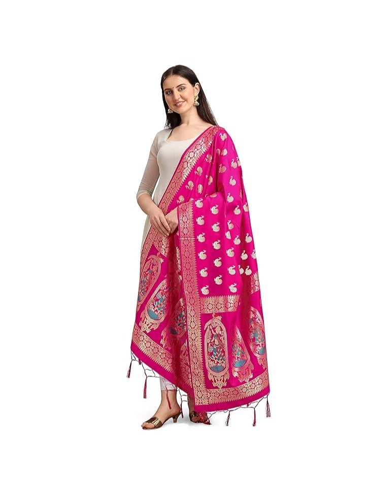 Accessorize Kingdom Women's Banarasi Silk Zari Dupatta/Chunni – 1 Meter Width, 2.5 Meter Length  - Image 1