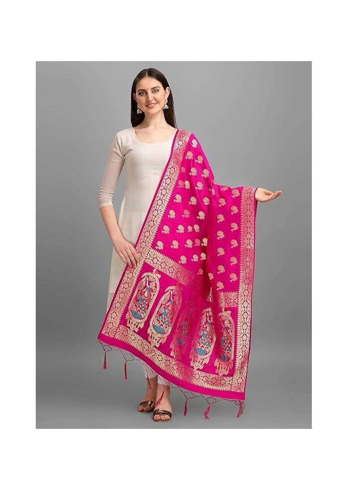 Accessorize Kingdom Women's Banarasi Silk Zari Dupatta/Chunni – 1 Meter Width, 2.5 Meter Length  - Image 4