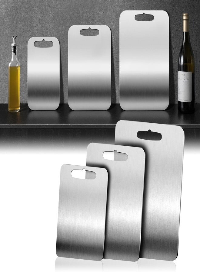 URMONA 3 PCS 304 Stainless Steel Cutting Board For Kitchen, Meat Cutting Board, Edge Smoothing, Food Grade Stainless Steel, Easy To Clean, Kitchen Tool(S+M+L) - Image 1