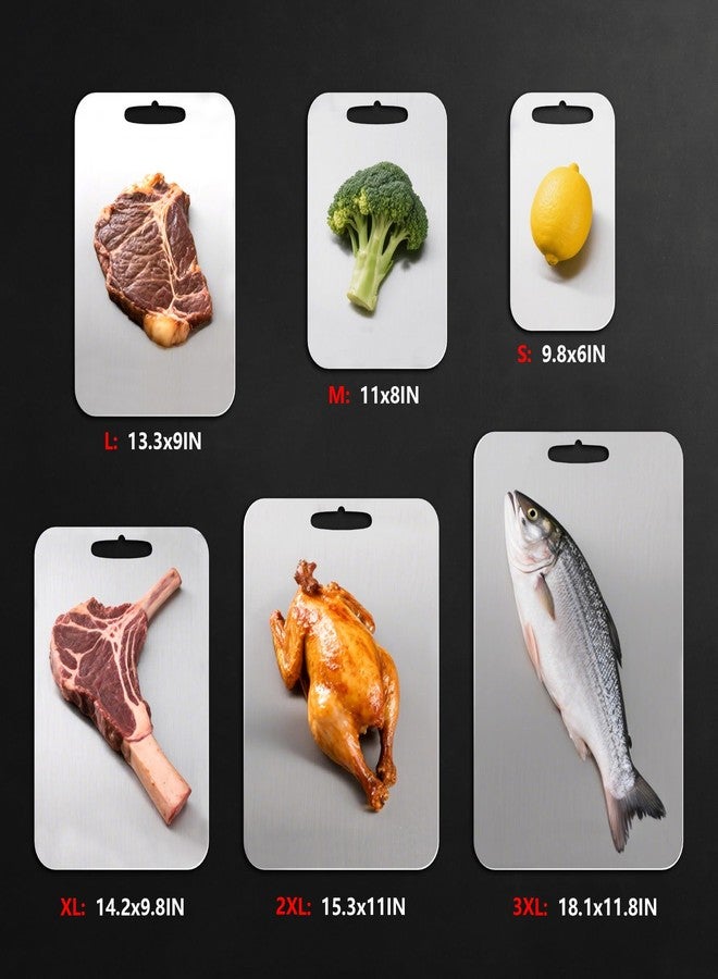 URMONA 3 PCS 304 Stainless Steel Cutting Board For Kitchen, Meat Cutting Board, Edge Smoothing, Food Grade Stainless Steel, Easy To Clean, Kitchen Tool(S+M+L) - Image 2