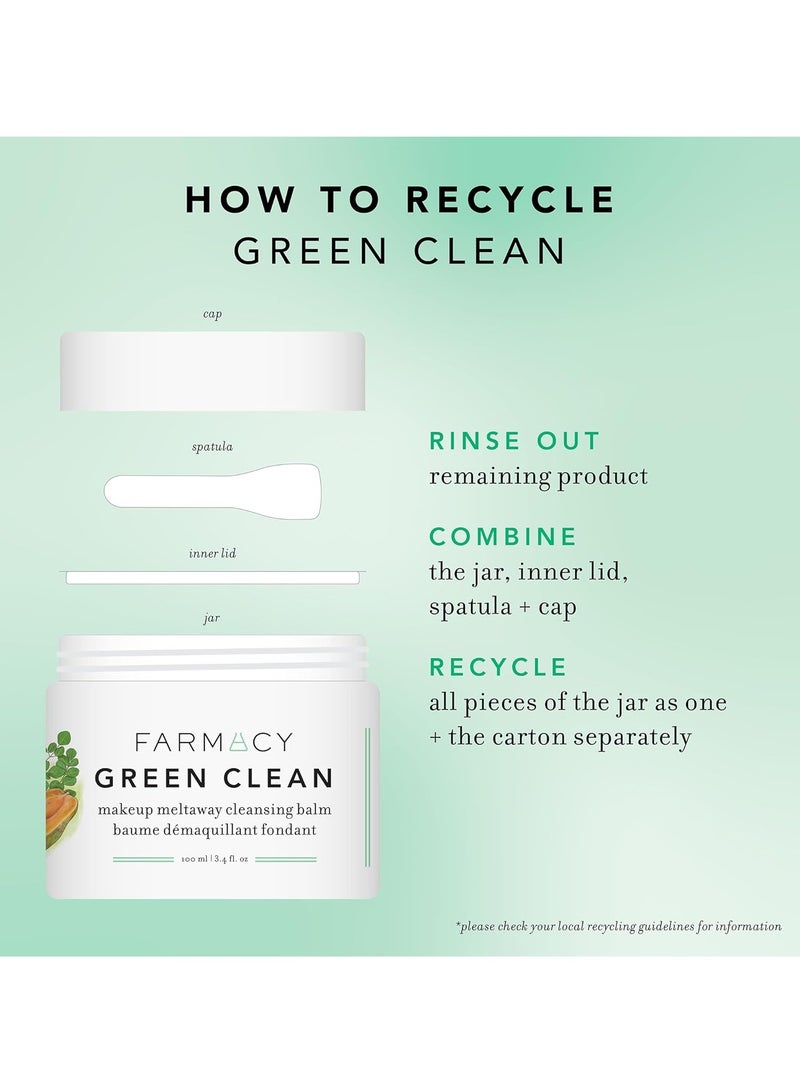 Farmacy Makeup Remover Cleansing Balm - Green Clean Waterproof Makeup Remover + Oil Based Cleanser - Gentle Exfoliating Double Cleanser - Melts From Balm to Milky Lather (50ml) - Image 2