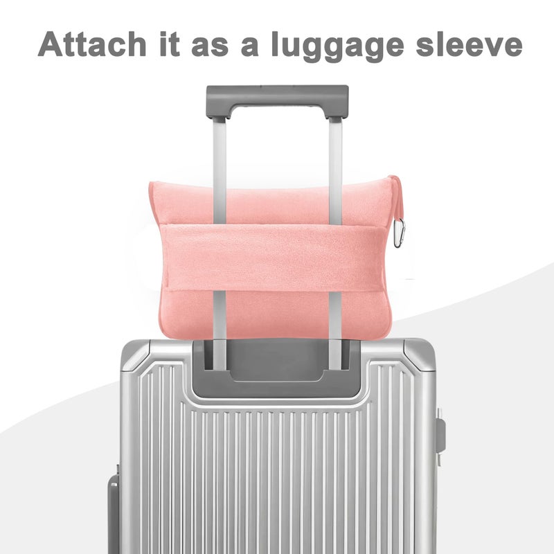 Jungle Star Travel Blanket and Pillow Compact, Premium Soft 2 in 1 Airplane Blanket with Soft Bag Pillowcaseï¼ŒHand Luggage Sleeve and Backpack Clip (Solid Pink) - Image 5