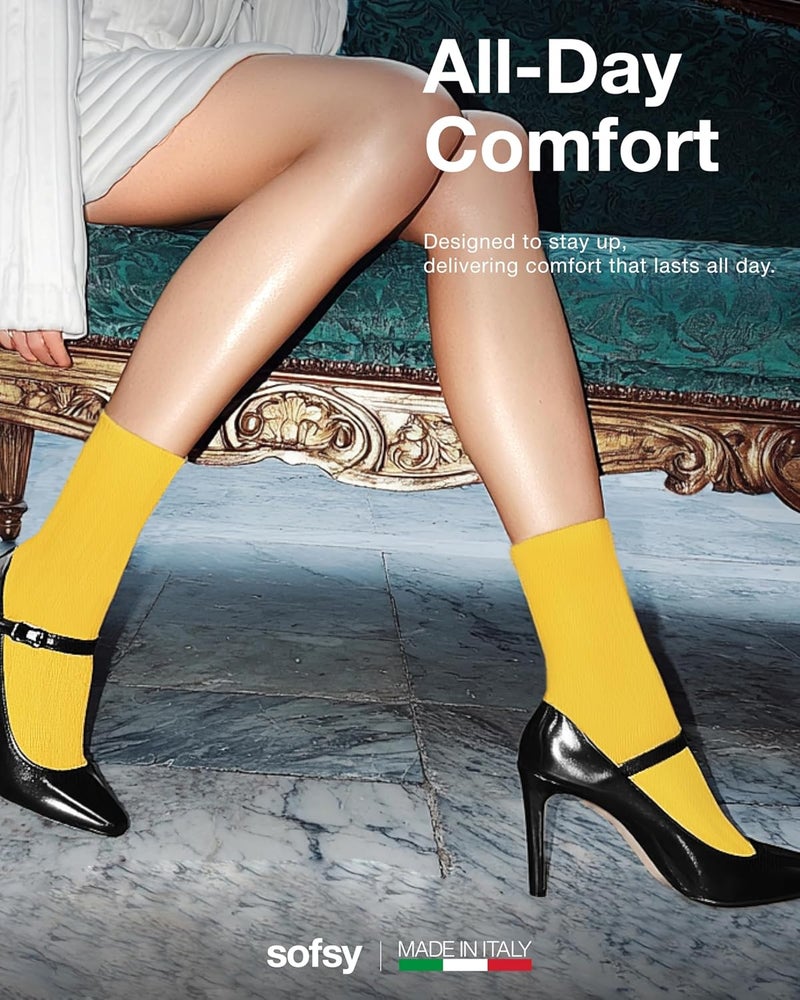sofsy Italian High-Fashioned Ankle Socks - 40 Den Semi Sheer Nylon Stockings for Women | Durable, Soft, Low-Cut Design - Image 3