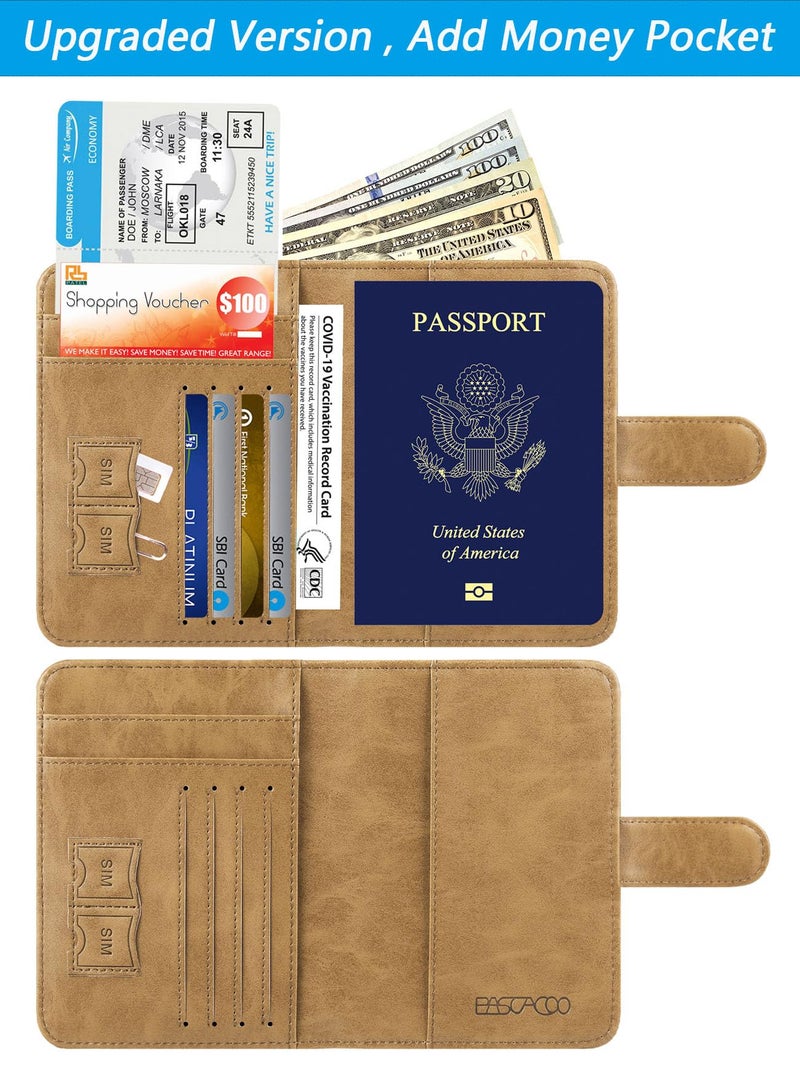 PASCACOO Passport Holder Cover Wallet RFID Blocking Leather Card Case Travel Accessories for Women Men (Brown) - Image 3