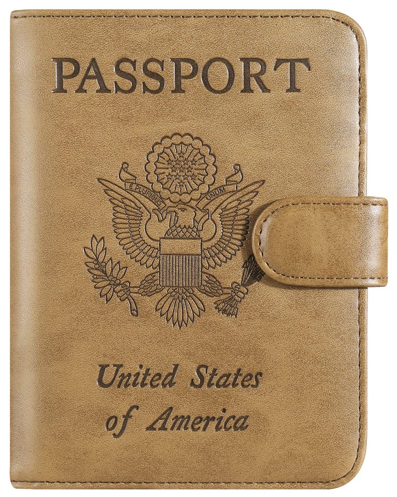 PASCACOO Passport Holder Cover Wallet RFID Blocking Leather Card Case Travel Accessories for Women Men (Brown) - Image 1