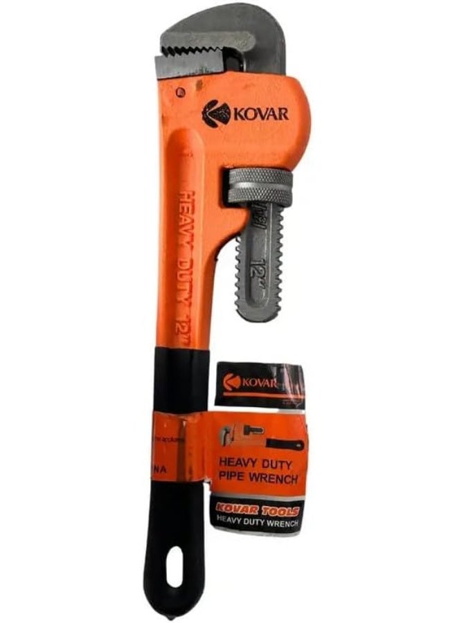 مفتاح أنابيب كوفار الثقيل القابل للتعديل بمقبض مطاطي - 12 بوصة