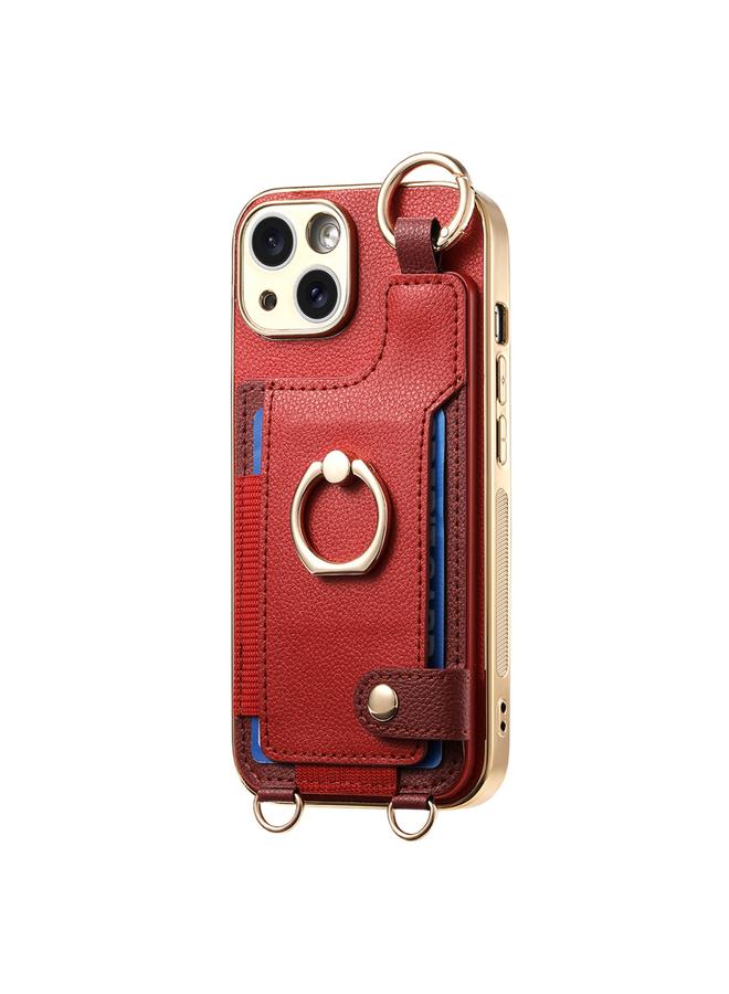 S-TOP Case For iPhone 14 Plus Fashion Ring Card Bag Phone Case with Hang Loop - Image 2