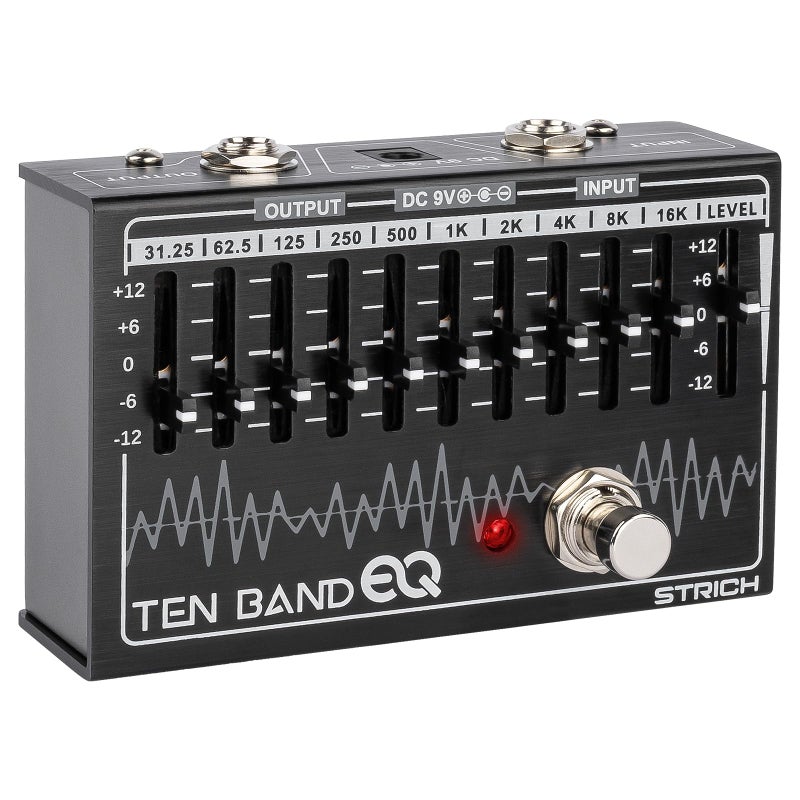 STRICH EQ Pedal for Electric Guitar,10-Band Equalizer Effects Pedal, Equalizer for Guitar and Bass, 10 Frequency Bands (31.25Hzâ€“16kHz) with Â±12dB Gain/Attenuation for Each Band, TEN BAND EQ - Image 1