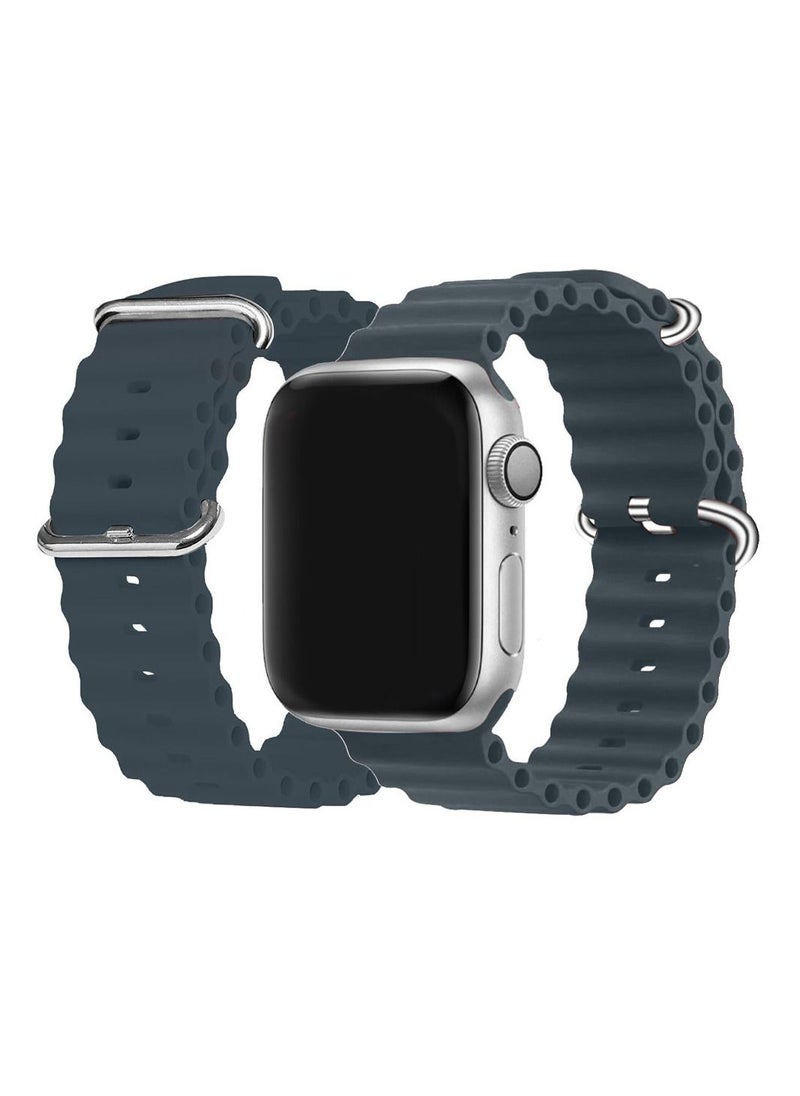 CATANES Apple Watch Ocean Band 49mm 45mm 44mm 42mm Soft Silicone Loop Strap for iWatch Series Ultra/8/7/SE/6/5/4/3/2/1 Midnight Blue  - Image 5