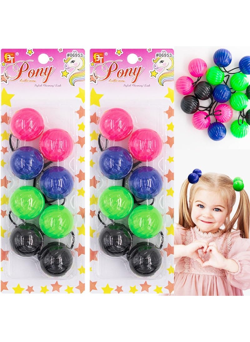 Beauty Town - Beauty Town 8 Count Hair Ties 40mm Large Hair Ties with Balls Bubble Twinbead Ponytail Holders for Girls Toddler Kid RedBlueGreenBlack - Image 1