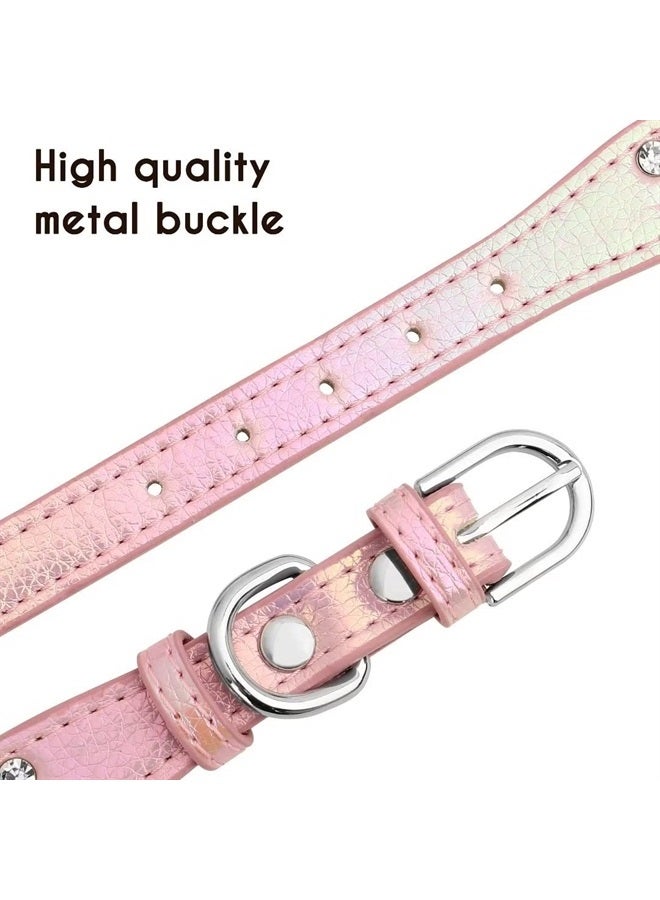 BEIRUI Bling Rhinestone Dog Collar with Studded Diamonds for Small Medium Dogs Cats,Cute Bedazzled PU Leather Dog Collar with Sparkling Crystals for Girl Boy Puppies,Purple,S - Image 2