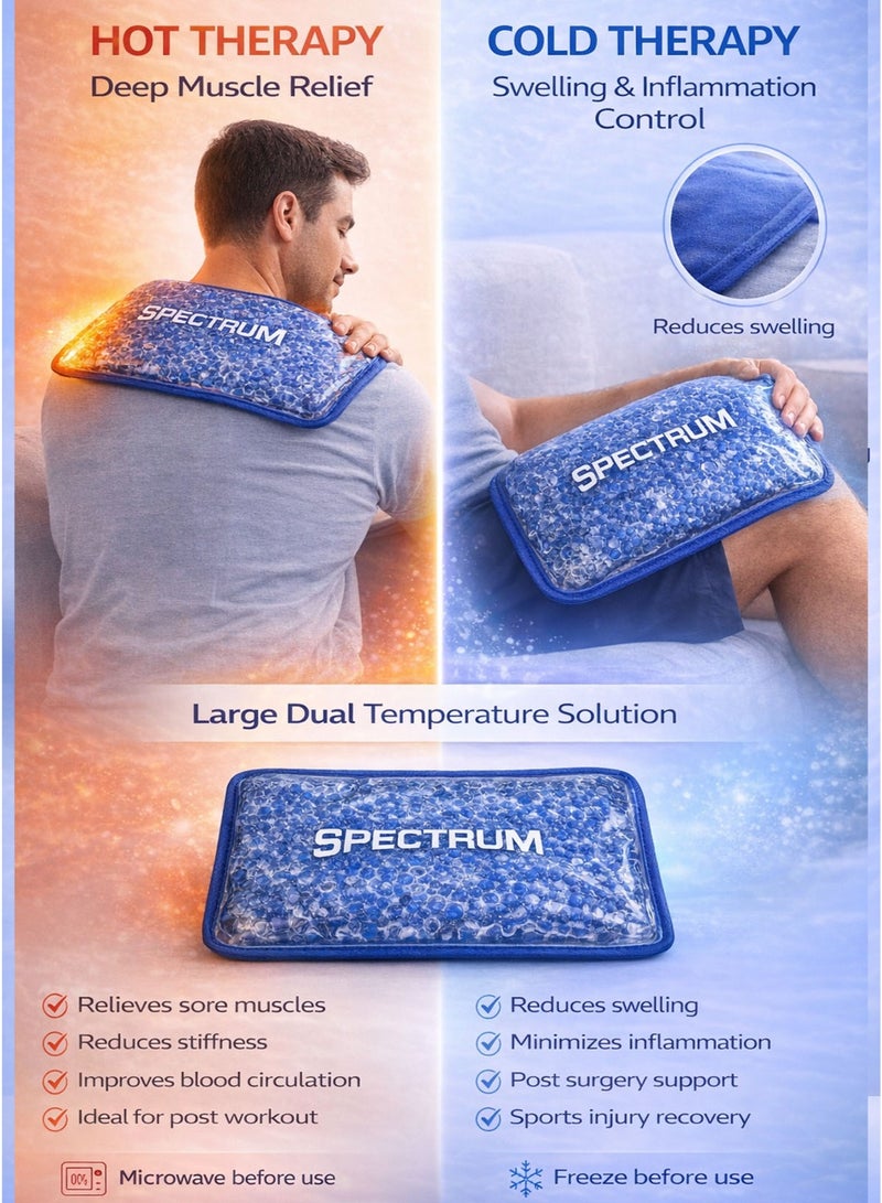 Spectrum Hot & Cold Therapeutic Gel Beads Large Pack 26.5 x 17 cm Reusable Ice and Heat Therapy Compress Pad for Back Pain Shoulder Tension Muscle Relief Swelling Inflammation Sprains Post Surgery Recovery Arthritis Sports Injury - Image 2