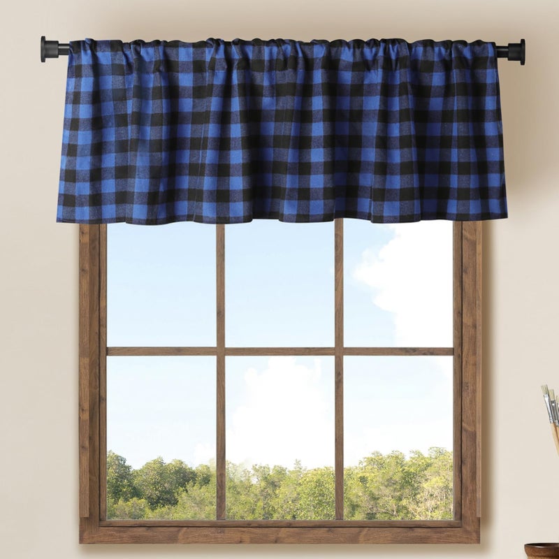 WOSIBO Buffalo Window Valences (Blue and Black) - Image 1