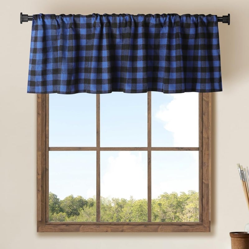 WOSIBO Buffalo Window Valences (Blue and Black) - Image 2
