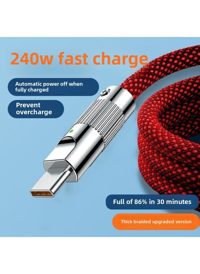 Generic - Bold 240W Data Line Typec Fast Charging For Huawei Glory Xiaomi Mobile Phone Tablet Typec Charging Line 7A-Color:Auspicious Red [bold 3-pack] Flat Round Blind Plug- 1.0m [official Premium Bold] Flash Charging With Night Light - Image 1