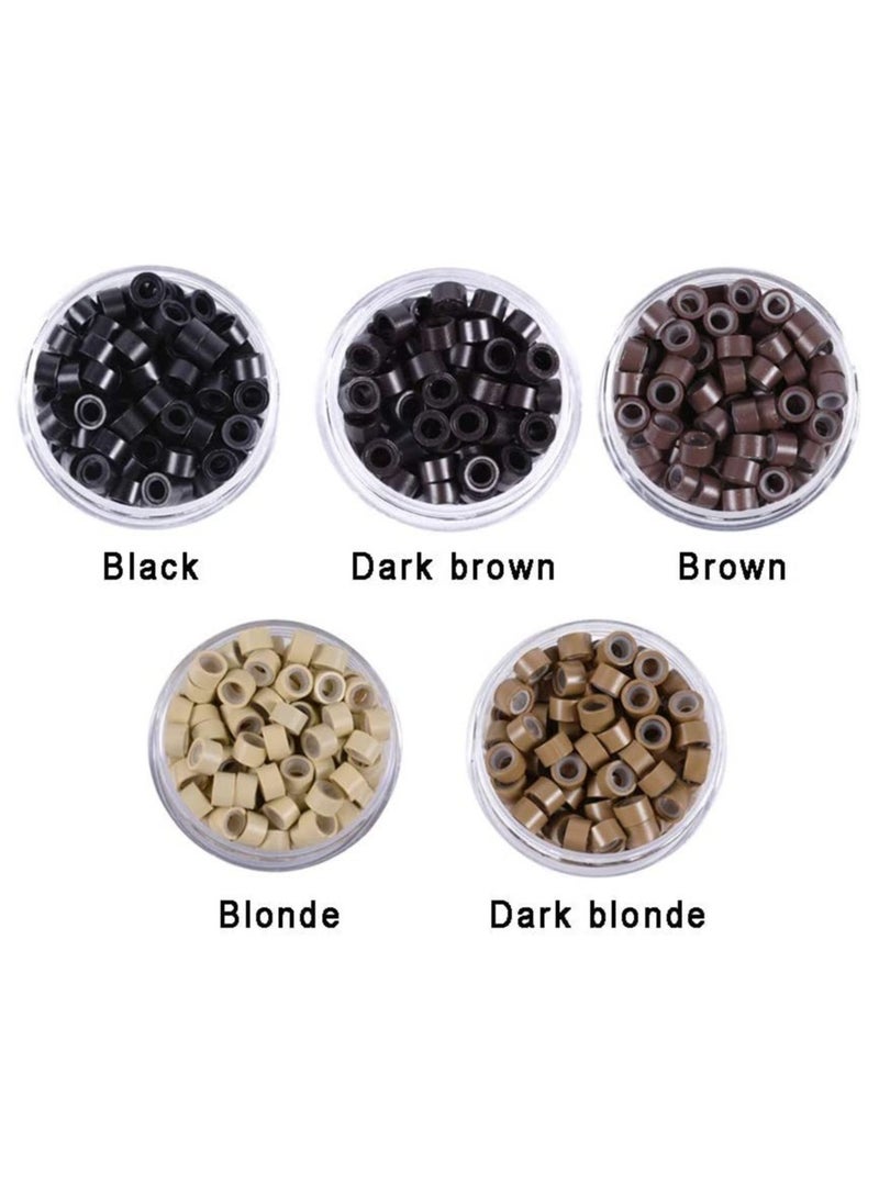 إستيل 2500 قطعة لكل مجموعة حلقات صغيرة من السيليكون مبطنة بخرز صغير ريشة الشعر تمديد خواتم 5.0X3.0X3.0mm خرز الشعر - Image 1