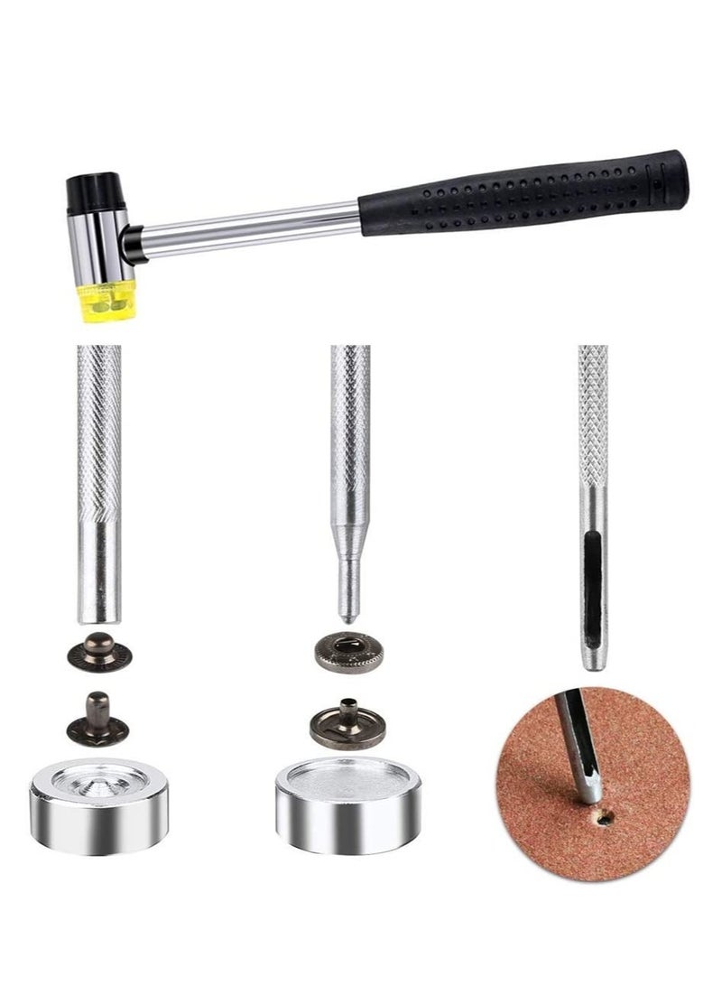 Excefore Snap Fasteners Kit for Leather, 120 Set 12mm Metal Button Snaps Press Studs with 4 Setter Tools, 1 Hammer, Color Leather Clothes, Jackets, Jeans Wears, Bracelets, Bags - Image 3