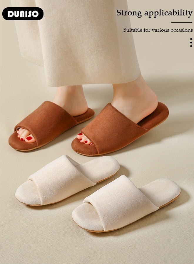 DUNISO House Slippers Men's and Women's Washable Cotton Slippers, Open Toe Non-Slip Soft Sole Shoes, Spring Summer Comfortable Slippers, House Shoes for Indoor and Outdoor - Image 2