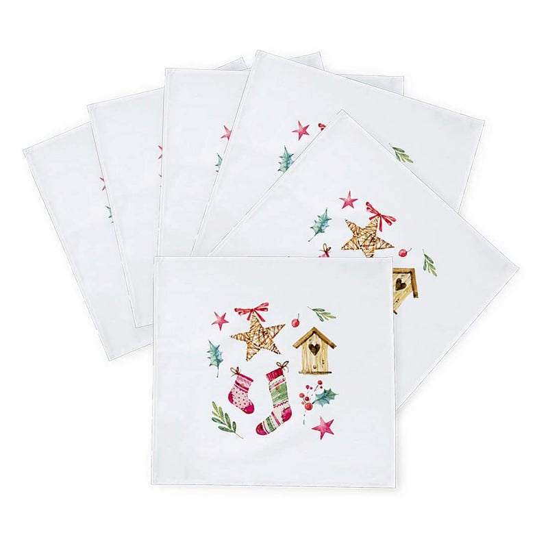 Khakee 6 Pcs Christmas Theme Silk Table Napkins 10x 10 for Xmas Decoration Christmas OrnamentsChristmas Giftxmas21391 - Image 2