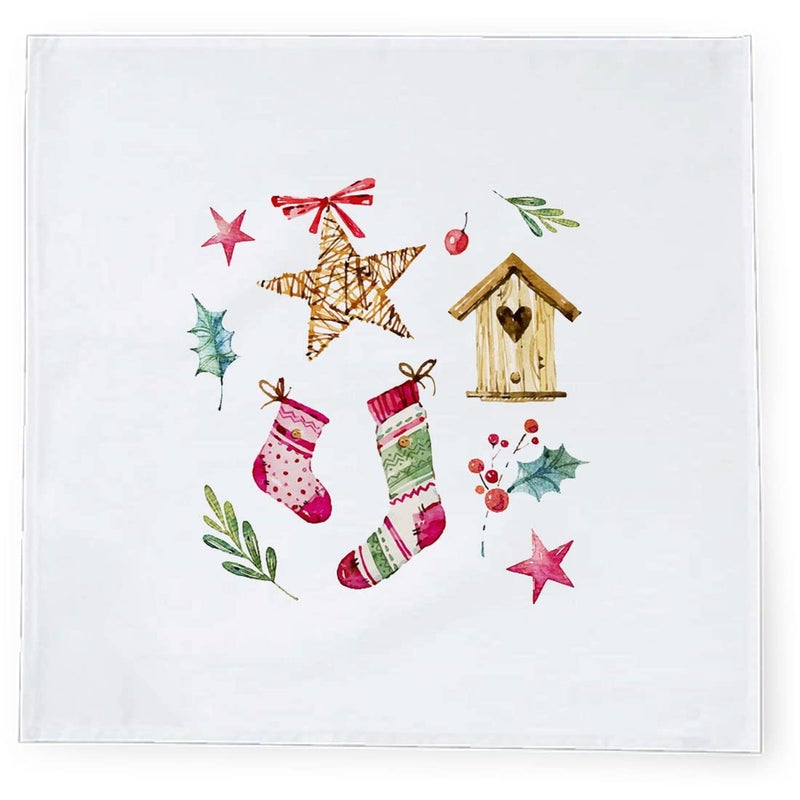 Khakee 6 Pcs Christmas Theme Silk Table Napkins 10x 10 for Xmas Decoration Christmas OrnamentsChristmas Giftxmas21391 - Image 3