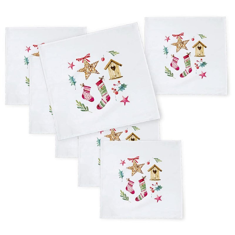 Khakee 6 Pcs Christmas Theme Silk Table Napkins 10x 10 for Xmas Decoration Christmas OrnamentsChristmas Giftxmas21391 - Image 1