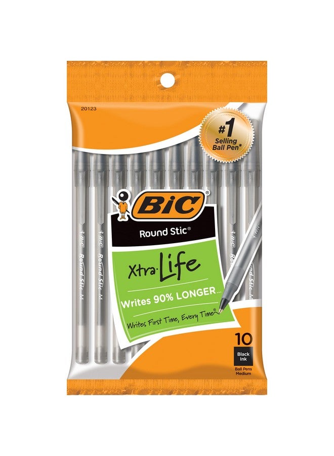 بيك قلم حبر جاف دائري من BIC - عبوة من 10 أقلام، أسود - Image 1