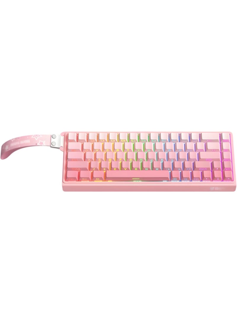 أونيكوما كيبورد أونيكوما G69 RGB سلكي بمفاتيح هول إفكت ماجنيتك للجيمنج - وردي - Image 1