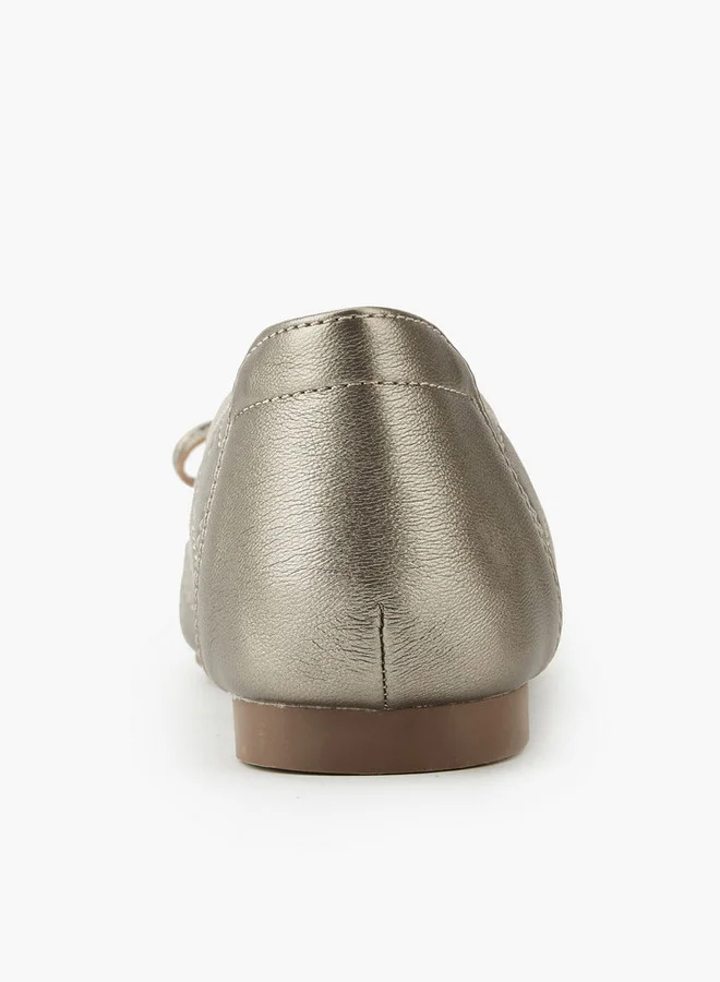 Flora Bella By Shoexpress Quilted Ballerina Shoes with Bow Detail