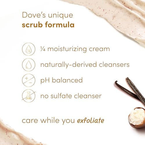Dove Vanilla Sugar & Shea Butter Body Scrub Exfoliates and Deeply Nourishes for Smooth, Radiant Skin 15 oz - Image 3