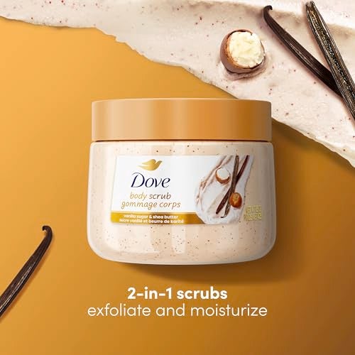 Dove Vanilla Sugar & Shea Butter Body Scrub Exfoliates and Deeply Nourishes for Smooth, Radiant Skin 15 oz - Image 2