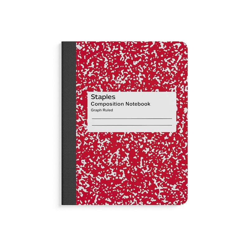 STAPLES Composition Notebook 75inch x 975inch Graph Ruled 80 Sheets RedWhite 3Pack ST55069CVS - Image 1