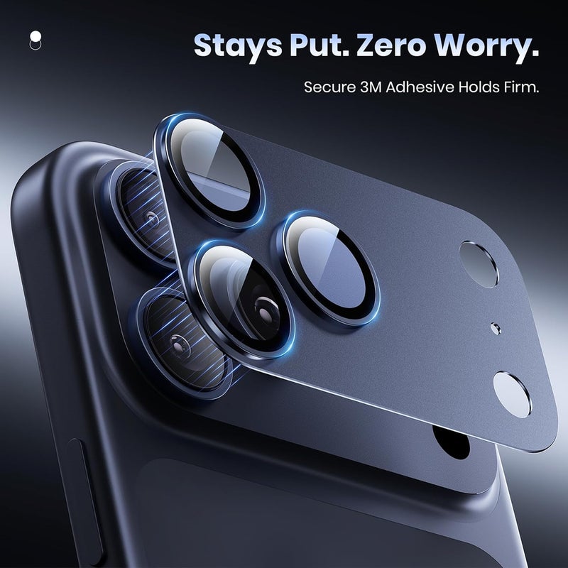 Hoerrye iPhone 17 Pro Camera Lens Protector - 12FT Shatterproof Military Grade Tempered Glass - Deep Blue - Image 5