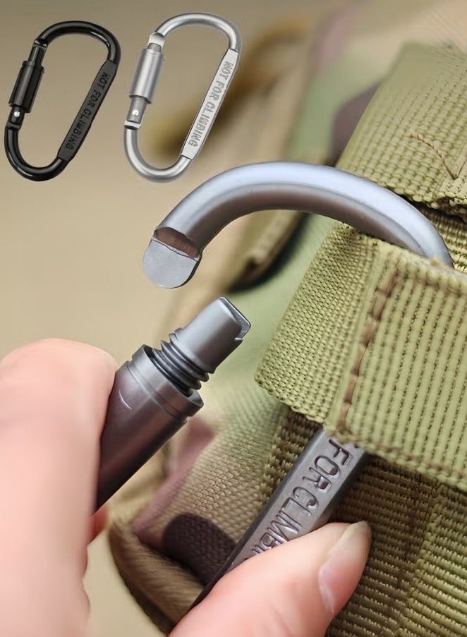 2 قطعة مشبك D-Clip متين بقفل حلقة تسلق سلسلة مفاتيح مشبك قفل تلقائي لتأمين الحيوانات الأليفة، في الهواء الطلق، التخييم، المشي لمسافات طويلة، الأرجوحة، حزام مقود الكلب - Image 1