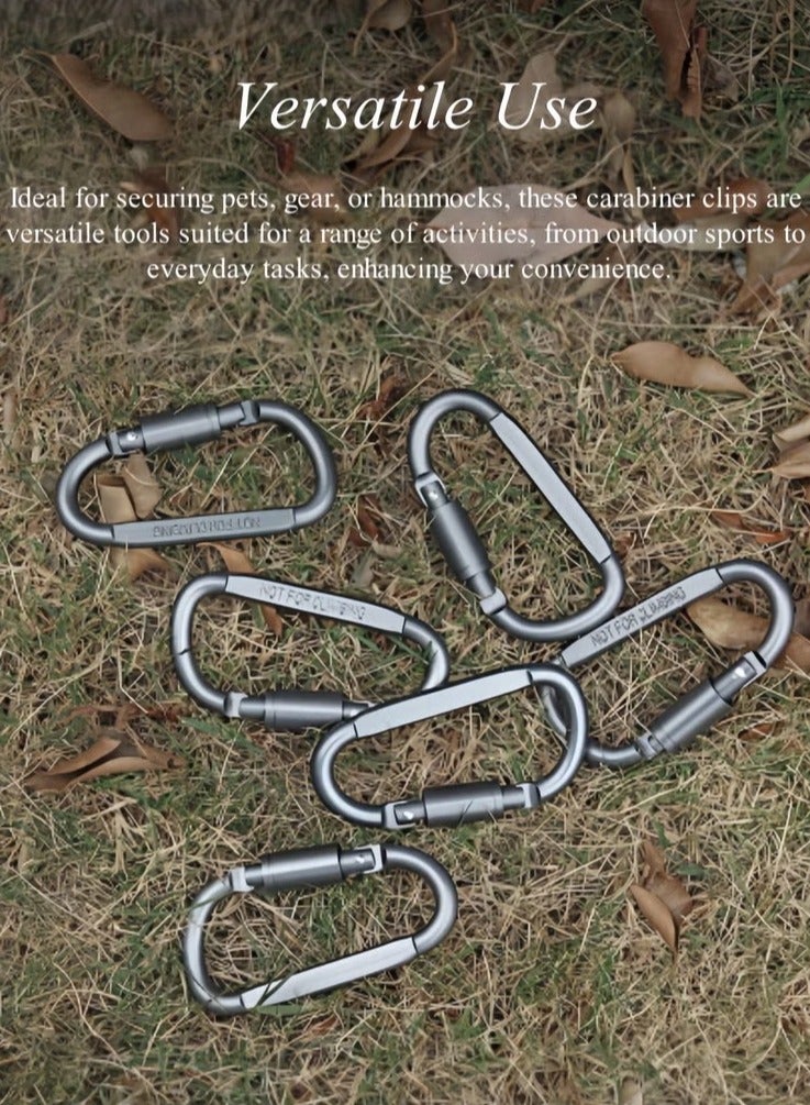 2 قطعة مشبك D-Clip متين بقفل حلقة تسلق سلسلة مفاتيح مشبك قفل تلقائي لتأمين الحيوانات الأليفة، في الهواء الطلق، التخييم، المشي لمسافات طويلة، الأرجوحة، حزام مقود الكلب - Image 4