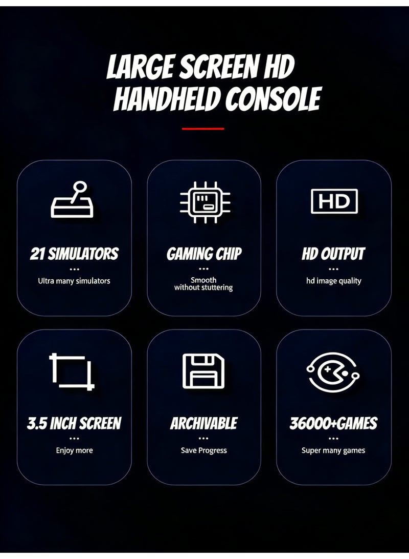 Closeli Retro Handheld Game Console, Video Game Console,Portable Pocket Arcade,Built-in 128G,with 36000+ Games, 3.5 Inch IPS Display, 3500mAh Rechargeable Battery, Open Source Linux Emulator System, Portable Pocket Arcade, OTG Supported, Expandable to 256GB, Birthday/Holiday Gifts - Image 2