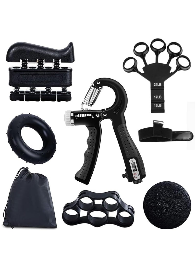 6 Pcs Hand Grip Strength Trainer Kit, Hand Grip Strengthener, Hand Extension Exerciser, Finger Stretcher, Stress Relief Ball and Forearm Workout Ring for Muscle Building and Injury Recover - Image 1