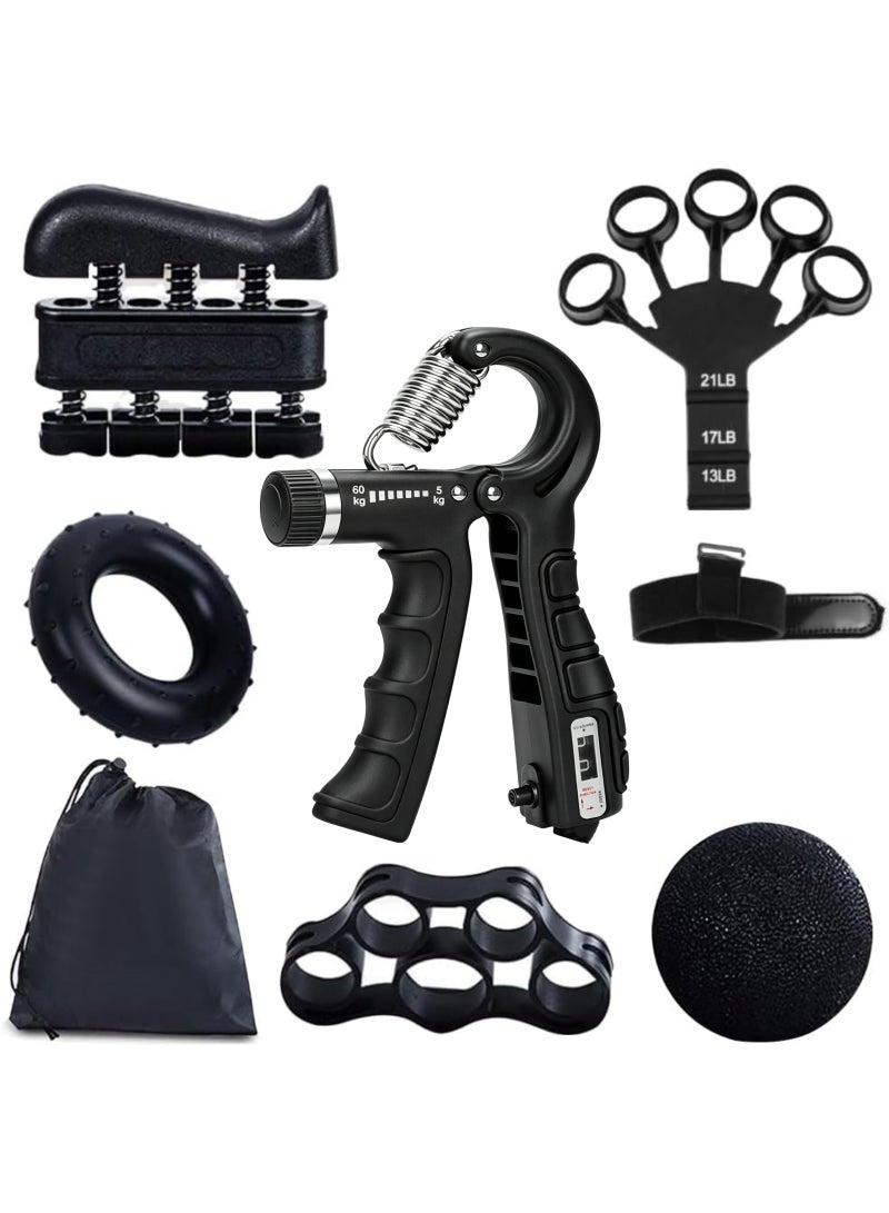 6 Pcs Hand Grip Strength Trainer Kit, Hand Grip Strengthener, Hand Extension Exerciser, Finger Stretcher, Stress Relief Ball and Forearm Workout Ring for Muscle Building and Injury Recover - Image 1