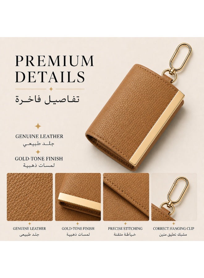 KeyAmor Tawy 2-in-1 Foldable Shopping Bag Keychain – Compact Pouch Unfolds Into Spacious Reusable Tote Bag, Lightweight Water-Resistant Nylon, Gold-Tone Clip – Tan Beige - Image 3