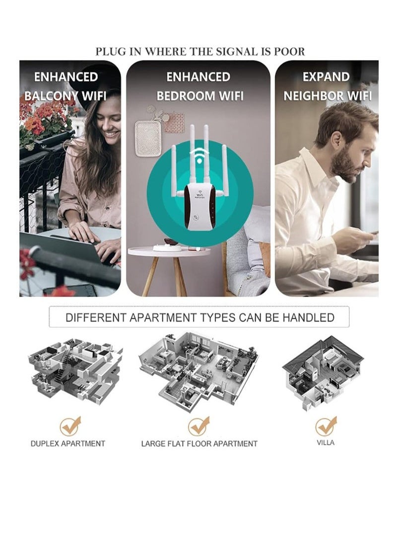 Captaintech WiFi Range Extender, Home WiFi Signal Booster Up to 4000sq.ft and 32 Devices, Remote Amplifier with Ethernet Port and Access Point  - Image 4