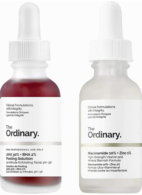 The Ordinary Niacinamide 10% + Zinc 1% (30ml) & AHA 30% + BHA 2% Peeling Solution, 30ml