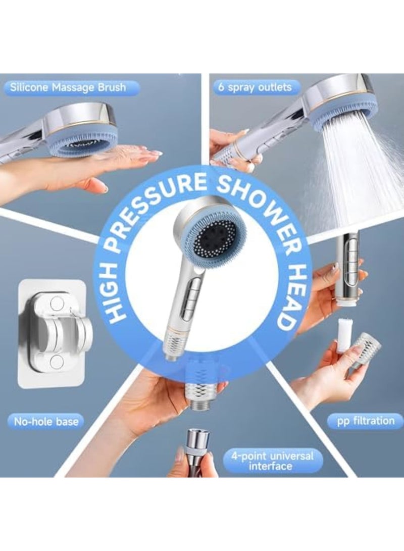 SYOSI High Pressure Shower Heads, Handheld Shower with 1.5M Hose, 4 Spray Modes Hand Shower Head with 3 Filters, Massage Water Saving Shower Head for Residual Chlorine Remove - Image 3