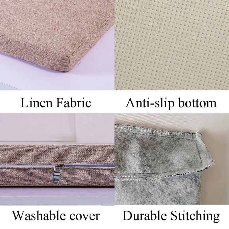 MICUSHION Piano Bench Cushion for Indoor Shoe Storage Non Slip Picnic Bench Pad for Kitchen Dining Table Seat 30 inch x 14, Light Brown - Image 4