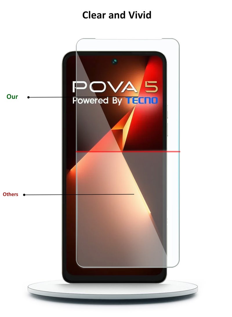 Techie قطعتان من واقي الشاشة الزجاجي عالي الدقة لهاتف Tecno Pova 5 - مضاد للانعكاس ومضاد للفقاعات بدرجة صلابة 9H 0.33 مم وحواف مستديرة وسهلة التركيب - Image 4