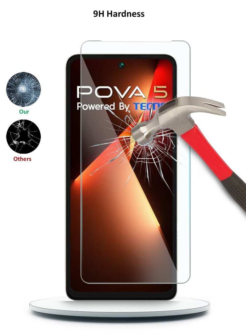 Techie قطعتان من واقي الشاشة الزجاجي عالي الدقة لهاتف Tecno Pova 5 - مضاد للانعكاس ومضاد للفقاعات بدرجة صلابة 9H 0.33 مم وحواف مستديرة وسهلة التركيب - Image 5