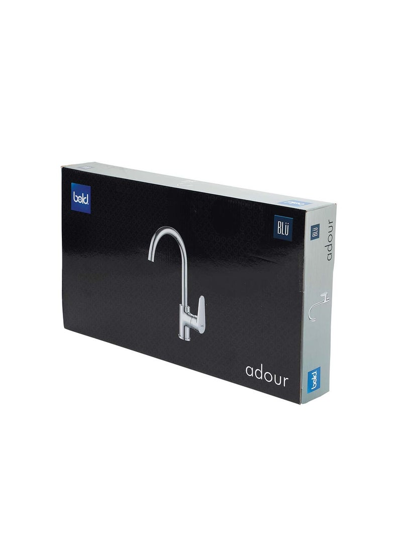 Bold Adour Sink Mixer with Neck Spout – High-Quality Brass with Chrome Finish – Smooth Move Water Control – Durable, Corrosion-Resistant & Stylish for Modern Kitchens – Silver - Image 3