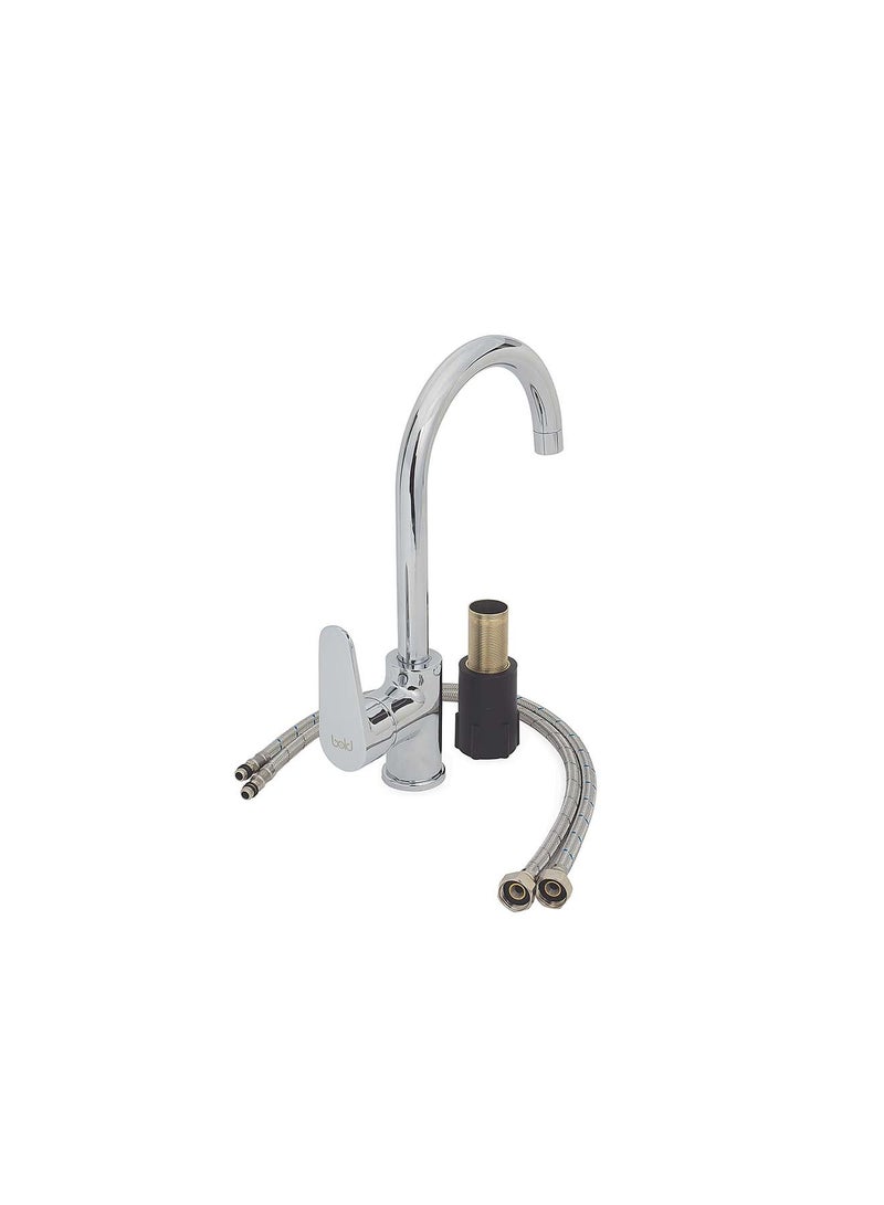 Bold Adour Sink Mixer with Neck Spout – High-Quality Brass with Chrome Finish – Smooth Move Water Control – Durable, Corrosion-Resistant & Stylish for Modern Kitchens – Silver - Image 2