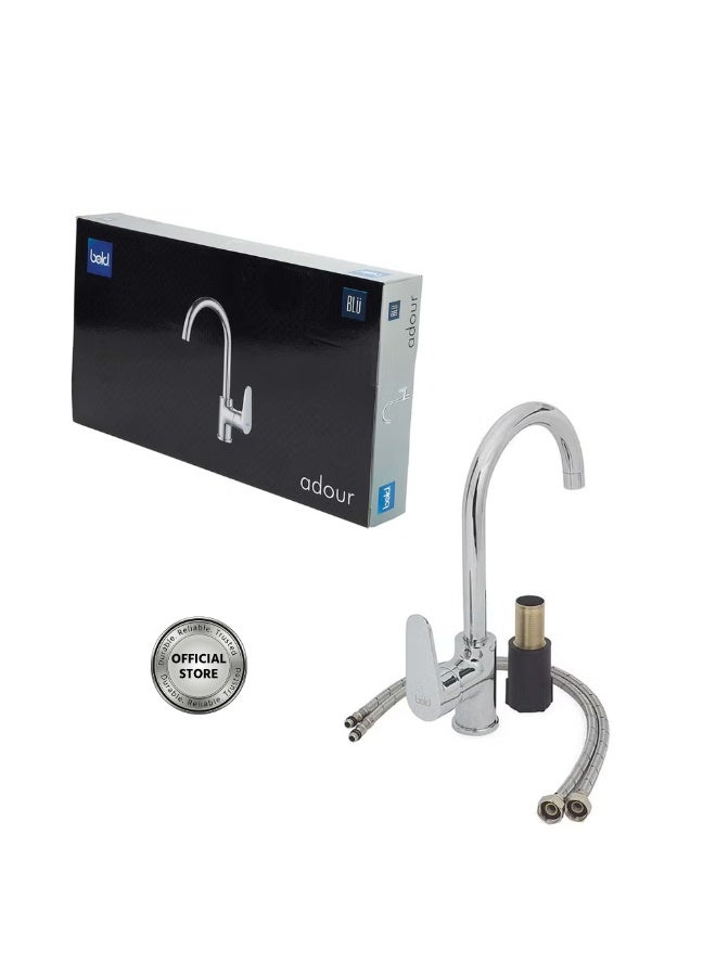 Bold Adour Sink Mixer with Neck Spout – High-Quality Brass with Chrome Finish – Smooth Move Water Control – Durable, Corrosion-Resistant & Stylish for Modern Kitchens – Silver - Image 4