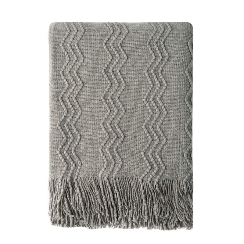 BOURINA Throw Blanket Textured Solid Soft Sofa Throw Couch Cover Knitted Decorative Blanket  60 inch x 80 inch Dark Grey - Image 1