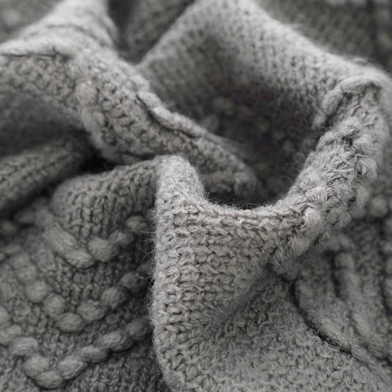 BOURINA Throw Blanket Textured Solid Soft Sofa Throw Couch Cover Knitted Decorative Blanket  60 inch x 80 inch Dark Grey - Image 5