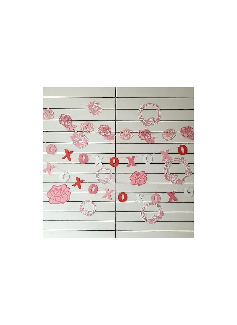 Pinfliers - Pinfliers 25th Anniversary Decoration Items|50th Birthday Party Decorations|60th Birthday Decor|Anniversary, Birthday Backdrop|Rose Paper Flower Theme Birthday Banner,Bunting|10 pcs| 56 inches|Pink - Image 1